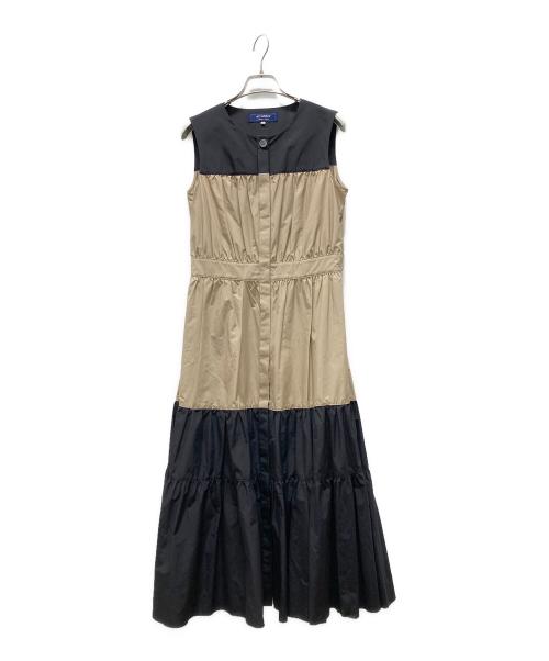 M'S GRACY（エムズグレイシー）M'S GRACY (エムズグレイシー) バイカラーワンピース ベージュ×ネイビー サイズ:40の古着・服飾アイテム