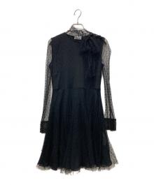 RED VALENTINO（レッドヴァレンティノ）の古着「チュール袖デザインワンピース」｜ブラック