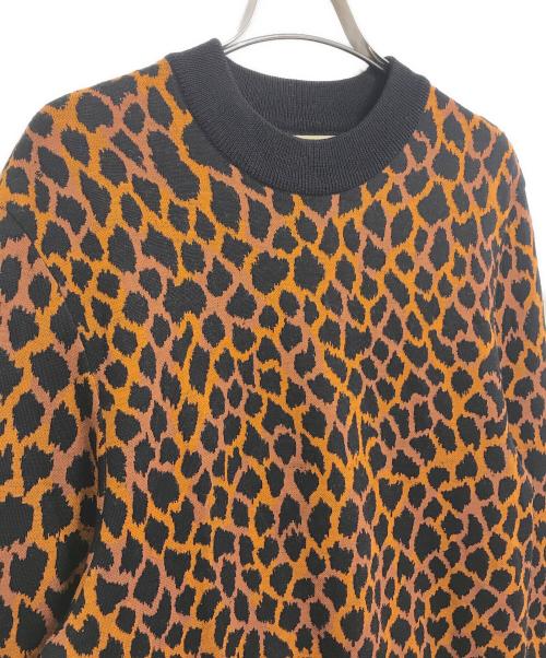 Yves Saint Laurent（イヴサンローラン）Yves Saint Laurent (イヴサンローラン) レオパード柄ニットワンピース オレンジ×ブラウン サイズ:Mの古着・服飾アイテム