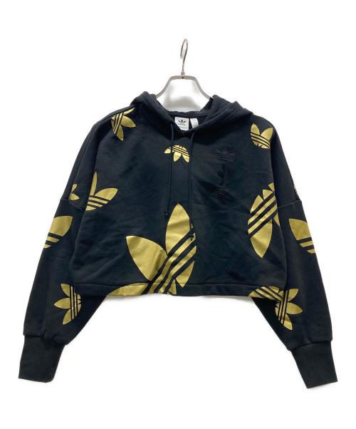 adidas（アディダス）adidas (アディダス) 総柄パーカー ブラック サイズ:Mの古着・服飾アイテム