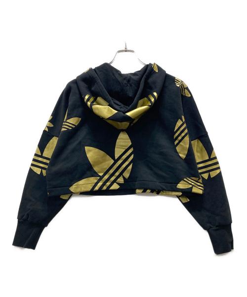 adidas（アディダス）adidas (アディダス) 総柄パーカー ブラック サイズ:Mの古着・服飾アイテム