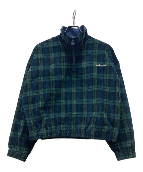 adidas Originals（アディダスオリジナル）adidas originals (アディダスオリジナル) コーデュロイ タータン ハーフジップトップ グリーン サイズ:2XLの古着・服飾アイテム