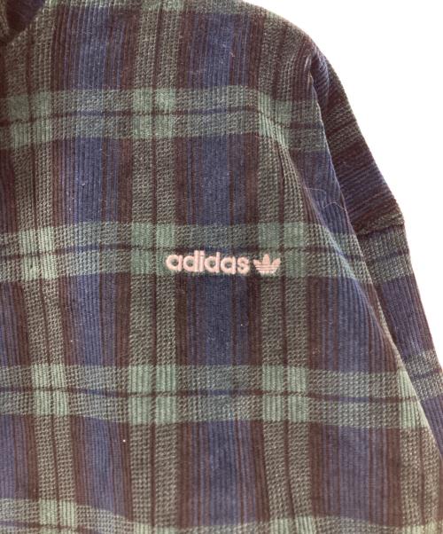 adidas Originals（アディダスオリジナル）adidas originals (アディダスオリジナル) コーデュロイ タータン ハーフジップトップ グリーン サイズ:2XLの古着・服飾アイテム
