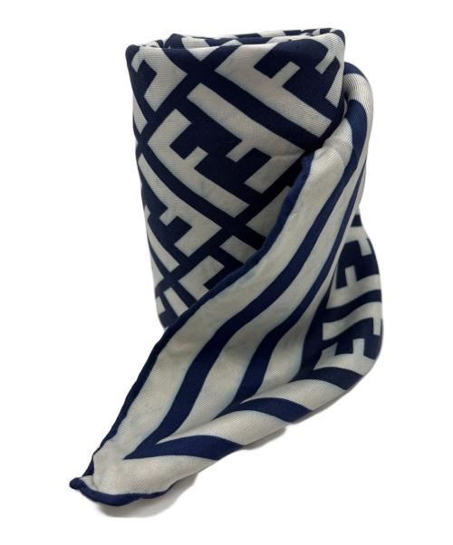 FENDI（フェンディ）FENDI (フェンディ) シルクスカーフ ネイビー×ホワイトの古着・服飾アイテム