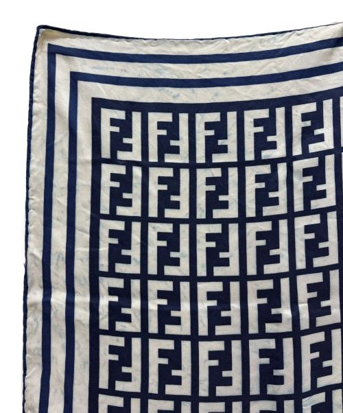 FENDI（フェンディ）FENDI (フェンディ) シルクスカーフ ネイビー×ホワイトの古着・服飾アイテム