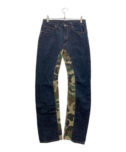 KOJIMA GENES（コジマジーンズ）KOJIMA GENES (コジマジーンズ) カモフラ切替デニムパンツ インディゴ サイズ:W32の古着・服飾アイテム