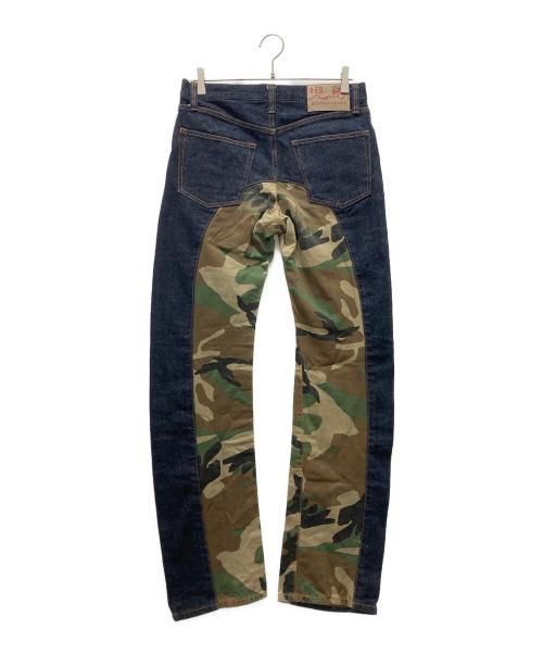 KOJIMA GENES（コジマジーンズ）KOJIMA GENES (コジマジーンズ) カモフラ切替デニムパンツ インディゴ サイズ:W32の古着・服飾アイテム