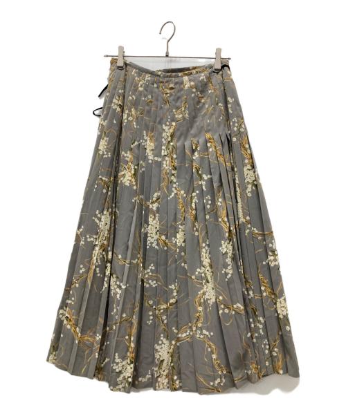 INGEBORG（インゲボルグ）INGEBORG (インゲボルグ) フラワー×リボン プリーツラップスカート グレー サイズ:記載無しの古着・服飾アイテム