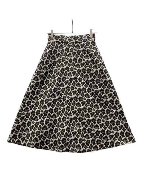 Mila Owen（ミラオーウェン）Mila Owen (ミラオーウェン) レオパードジャガードサーキュラースカート ブラウン×アイボリーの古着・服飾アイテム
