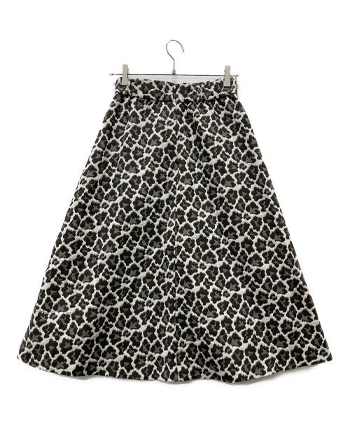 Mila Owen（ミラオーウェン）Mila Owen (ミラオーウェン) レオパードジャガードサーキュラースカート ブラウン×アイボリーの古着・服飾アイテム