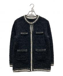 Mystrada（マイストラーダ）の古着「配色ニットジャケット」｜ブラック