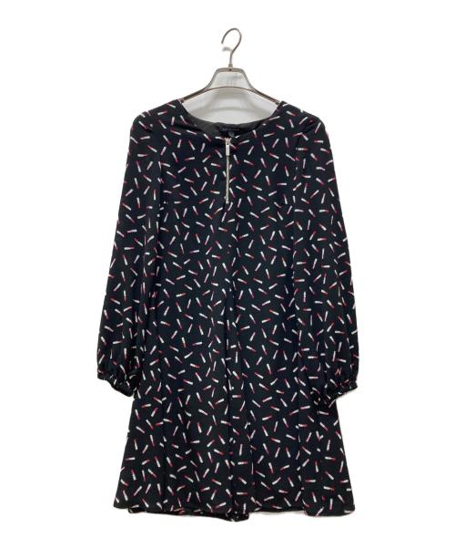 ARMANI EXCHANGE（アルマーニ エクスチェンジ）ARMANI EXCHANGE (アルマーニ エクスチェンジ) ルージュ柄ワンピース ブラック サイズ:Mの古着・服飾アイテム