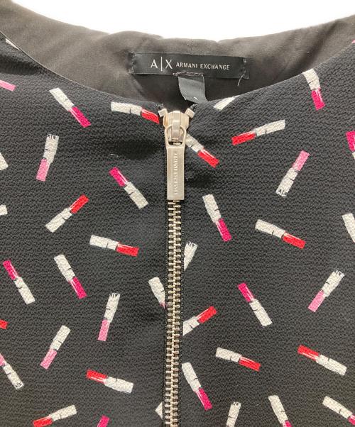 ARMANI EXCHANGE（アルマーニ エクスチェンジ）ARMANI EXCHANGE (アルマーニ エクスチェンジ) ルージュ柄ワンピース ブラック サイズ:Mの古着・服飾アイテム