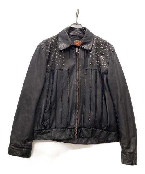 BOSS HUGO BOSS（ボス ヒューゴボス）BOSS HUGO BOSS (ボス ヒューゴボス) スタッズレザージャケット ブラック サイズ:48の古着・服飾アイテム