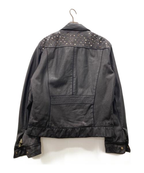 BOSS HUGO BOSS（ボス ヒューゴボス）BOSS HUGO BOSS (ボス ヒューゴボス) スタッズレザージャケット ブラック サイズ:48の古着・服飾アイテム