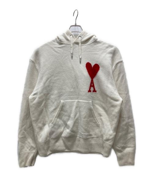 AMI Alexandre Mattiussi（アミアレクサンドルマテュッシ）AMI Alexandre Mattiussi (アミアレクサンドルマテュッシ) DE COEUR KNIT HOODIE アイボリー サイズ:表記なしの古着・服飾アイテム