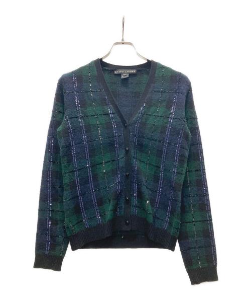 RALPH LAUREN（ラルフローレン）RALPH LAUREN (ラルフローレン) カシミヤ チェックカーディガン グリーン×ネイビー サイズ:Mの古着・服飾アイテム