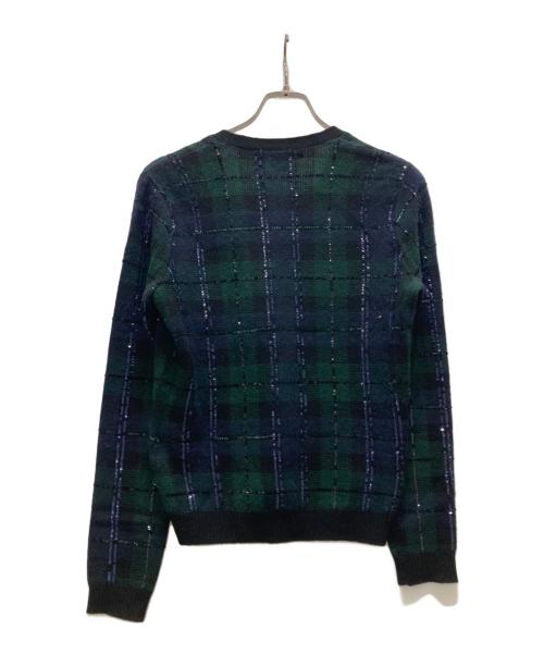 RALPH LAUREN（ラルフローレン）RALPH LAUREN (ラルフローレン) カシミヤ チェックカーディガン グリーン×ネイビー サイズ:Mの古着・服飾アイテム