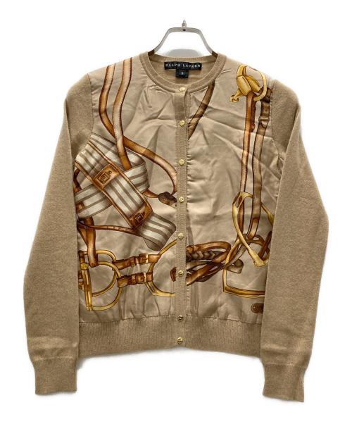 RALPH LAUREN（ラルフローレン）RALPH LAUREN (ラルフローレン) スカーフ柄切替カーディガン ベージュ サイズ:Sの古着・服飾アイテム