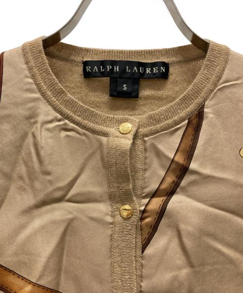 RALPH LAUREN（ラルフローレン）RALPH LAUREN (ラルフローレン) スカーフ柄切替カーディガン ベージュ サイズ:Sの古着・服飾アイテム