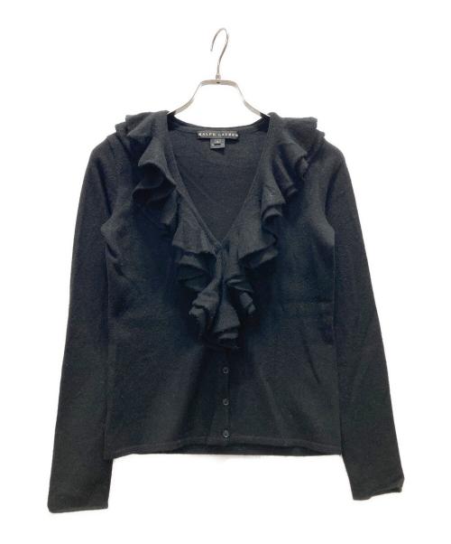 RALPH LAUREN（ラルフローレン）RALPH LAUREN (ラルフローレン) カシミヤ フリルカーディガン ブラック サイズ:Mの古着・服飾アイテム