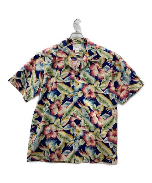 HOWIE（ハウイ）HOWIE (ハウイ) ハワイ製アロハシャツ ネイビー×ライトグリーン×ピンク サイズ:Lの古着・服飾アイテム