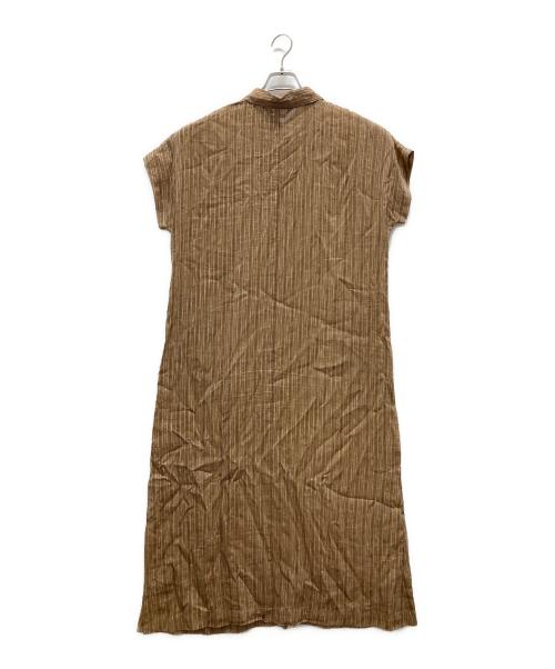 MARINA RINALDI（マリナリナルディ）MARINA RINALDI (マリナリナルディ) リネン混シャツワンピース ブラウン サイズ:表記サイズ無しの古着・服飾アイテム