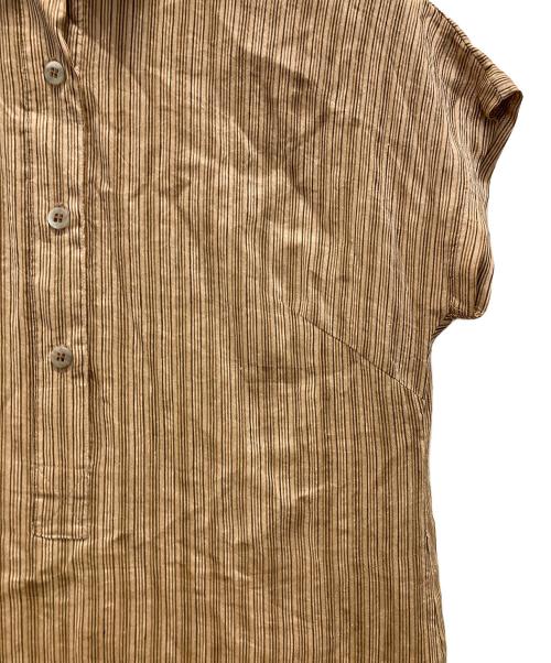 MARINA RINALDI（マリナリナルディ）MARINA RINALDI (マリナリナルディ) リネン混シャツワンピース ブラウン サイズ:表記サイズ無しの古着・服飾アイテム