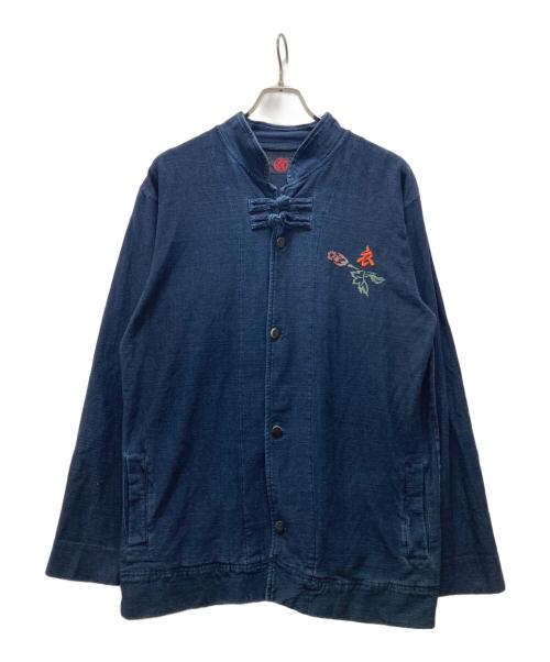 AUSTERE JAPAN KOROMO（オスティア・ジャパンコロモ）AUSTERE JAPAN KOROMO (オスティア・ジャパンコロモ) 刺繍 チャイナデニムシャツ インディゴ サイズ:XLの古着・服飾アイテム