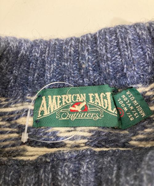 American Eagle Outfitters（アメリカンイーグル）American Eagle Outfitters (アメリカンイーグル) 90's USA製総柄ニット ネイビー サイズ:Lの古着・服飾アイテム