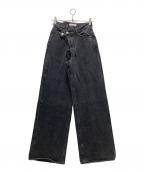 moussyマウジー）の古着「CROSS WAIST WIDE STRAIGHT」｜ブラック