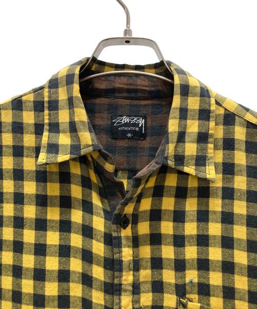 stussy（ステューシー）stussy (ステューシー) チェックネルシャツ イエロー サイズ:Mの古着・服飾アイテム