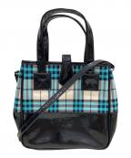 Burberry's BLUE LABELバーバリーズ ブルーレーベル）の古着「ナイロンエナメル ノバチェック2WAYバッグ」｜ブラック