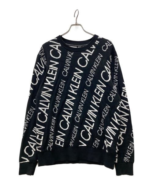 Calvin Klein Jeans（カルバンクラインジーンズ）Calvin Klein Jeans (カルバンクラインジーンズ) 総柄ニット ブラック サイズ:XLの古着・服飾アイテム