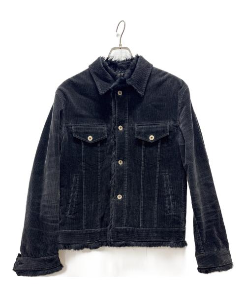 BURBERRY BLACK LABEL（バーバリーブラックレーベル）BURBERRY BLACK LABEL (バーバリーブラックレーベル) ラビットファー切替コーデュロイジャケット ブラック サイズ:Lの古着・服飾アイテム