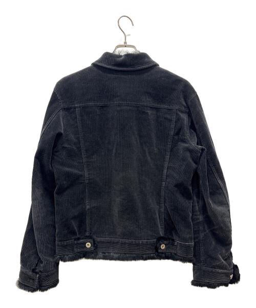 BURBERRY BLACK LABEL（バーバリーブラックレーベル）BURBERRY BLACK LABEL (バーバリーブラックレーベル) ラビットファー切替コーデュロイジャケット ブラック サイズ:Lの古着・服飾アイテム