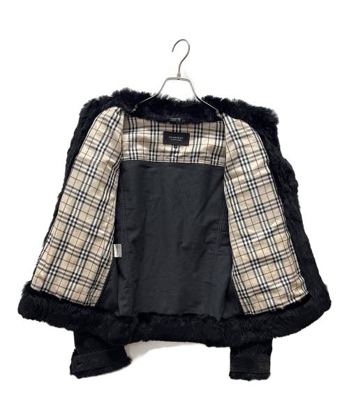 BURBERRY BLACK LABEL（バーバリーブラックレーベル）BURBERRY BLACK LABEL (バーバリーブラックレーベル) ラビットファー切替コーデュロイジャケット ブラック サイズ:Lの古着・服飾アイテム