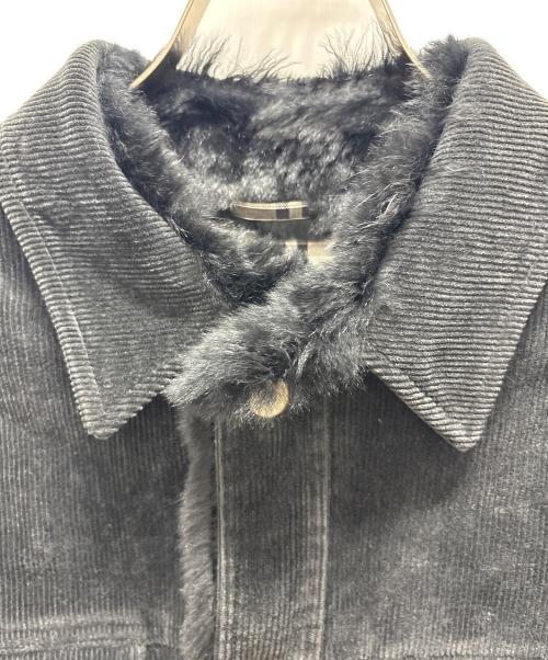 BURBERRY BLACK LABEL（バーバリーブラックレーベル）BURBERRY BLACK LABEL (バーバリーブラックレーベル) ラビットファー切替コーデュロイジャケット ブラック サイズ:Lの古着・服飾アイテム