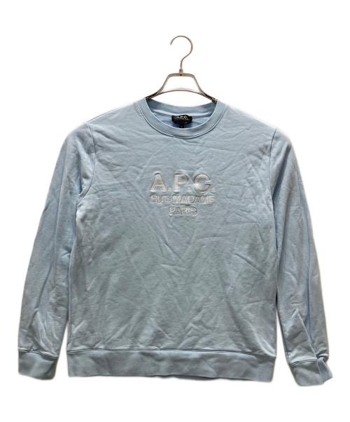 A.P.C.（アーペーセー）A.P.C. (アーペーセー) 刺繍ロゴスウェット スカイブルー サイズ:Lの古着・服飾アイテム