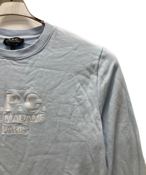 A.P.C.（アーペーセー）A.P.C. (アーペーセー) 刺繍ロゴスウェット スカイブルー サイズ:Lの古着・服飾アイテム