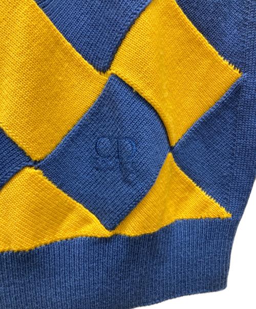 Christian Dior Sports（クリスチャン ディオールスポーツ）Christian Dior Sports (クリスチャン ディオールスポーツ) CDロゴ アーガイルニット ブルー×イエロー サイズ:Lの古着・服飾アイテム