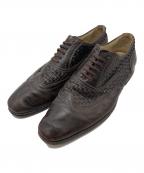 NEIL BARRETTニールバレット）の古着「イントレチャートレザーシューズ」｜ブラウン