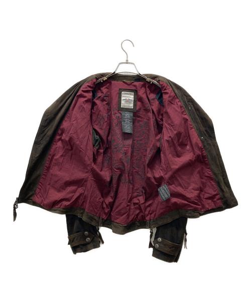 HARLEY-DAVIDSON（ハーレーダビッドソン）HARLEY-DAVIDSON (ハーレーダビッドソン) Haunt Plaid Leather Biker Jacket ブラウン サイズ:Mの古着・服飾アイテム