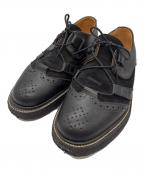 SANDERSサンダース）の古着「レザー＆スエード レースアップシューズ」｜ブラック