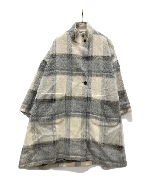 MICA&DEAL（マイカアンドディール）MICA&DEAL (マイカアンドディール) ウールシャギー/ウールモッサ テントラインコート アイボリー×グレー サイズ:FREEの古着・服飾アイテム