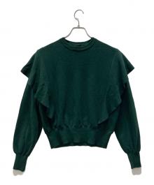 Spick and Span（スピック＆スパン）の古着「ウォッシャブルウールフリルニット」｜グリーン