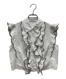 Snidel（スナイデル）の古着「クロップドスカラフリルブラウス」｜ホワイト