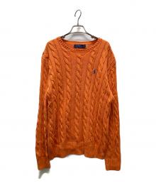 POLO RALPH LAUREN（ポロ・ラルフローレン）の古着「ケーブルニット」｜オレンジ