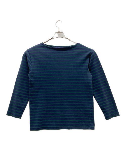 SAINT JAMES（セントジェームス）SAINT JAMES (セントジェームス) バスクシャツ ネイビー×グリーン サイズ:Mの古着・服飾アイテム