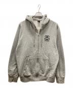 stussyステューシー）の古着「フロントロゴ ジップパーカー」｜グレー